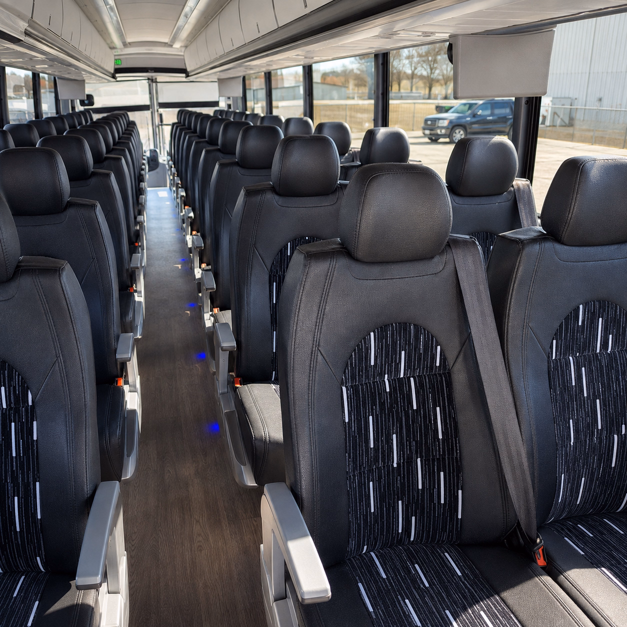 wellington charter bus rental interior